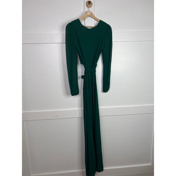NWT Reformation Primrose Long Sleeve Tie Front Cutout Wide Leg Jumpsuit Green - Picture 6 of 7